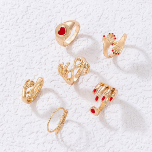 6 Gold-Plated Stackable Rings for Women Trendy Stackable Rings Combo - Image 2