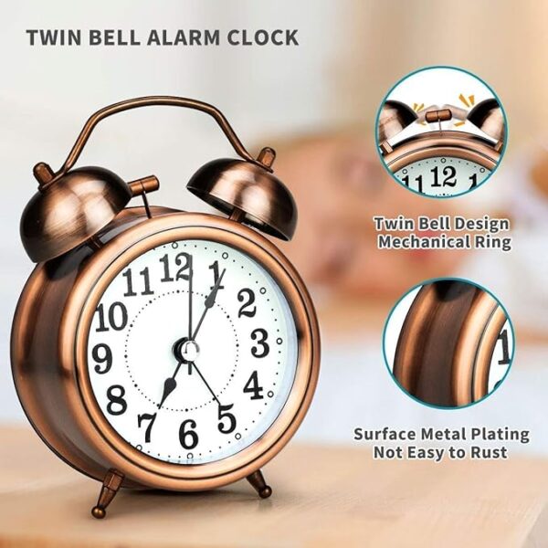 Copper Alarm Clock with Night Led Light Alarm Clocks - Image 2