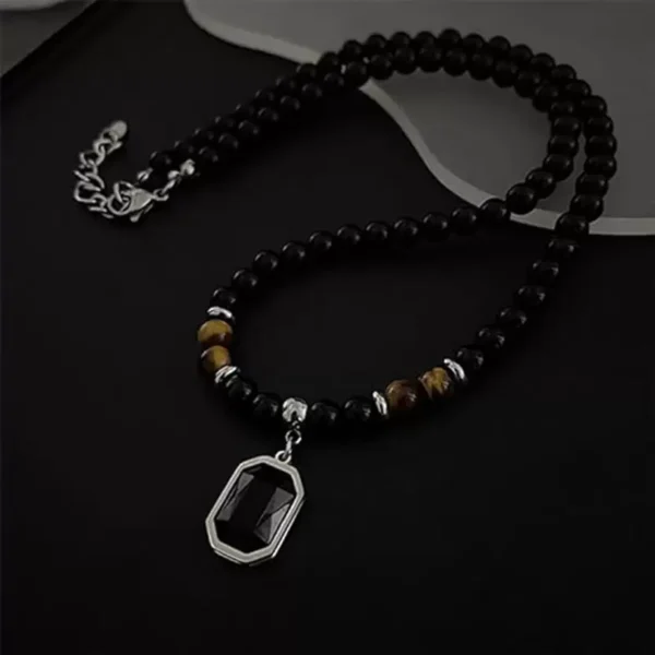Handmade Obsidian Beaded Necklace for Protection and Healing - Image 4