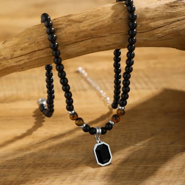 Handmade Obsidian Beaded Necklace for Protection and Healing - Image 3