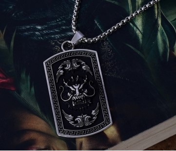 Silver Chain Stainless Steel Beast Lion Necklace For Men