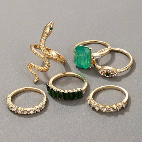 Snake Design Gold Plated Ring Set For Girls Women