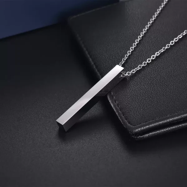 Vertical Bar Stainless Steel Pendant Necklace for Men & Women